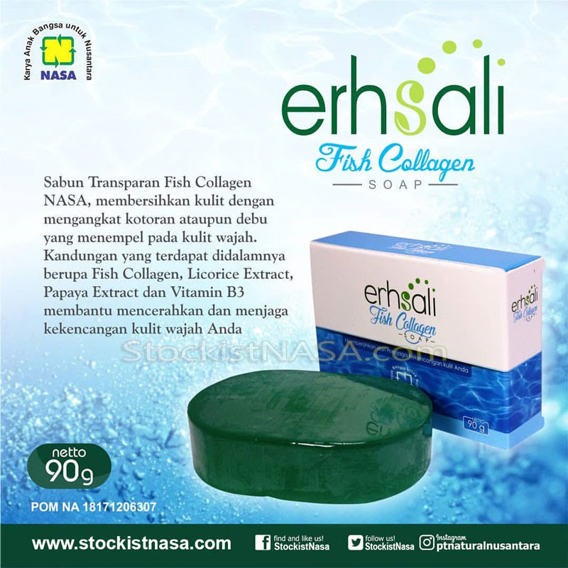 ERHSALI Fish Collagen Soap NASA, Sabun Pengencang Wajah