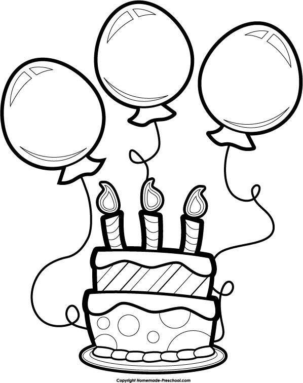 black and white birthday cake clip art