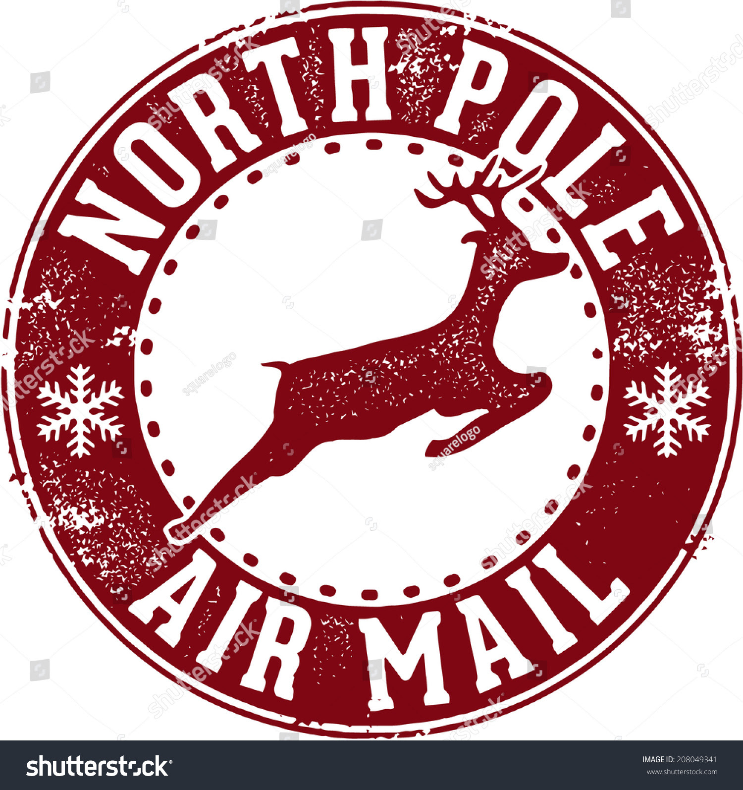 North Pole Air Mail Christmas Santa Stock Vector 208049341 