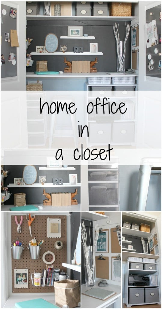 Transform a closet into a home office - The Crazy Craft Lady featured on @Remodelaholic