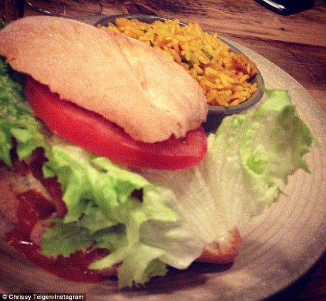 How does she stay so slim? Chrissy visited Nando's restaurant to devour a chicken meal