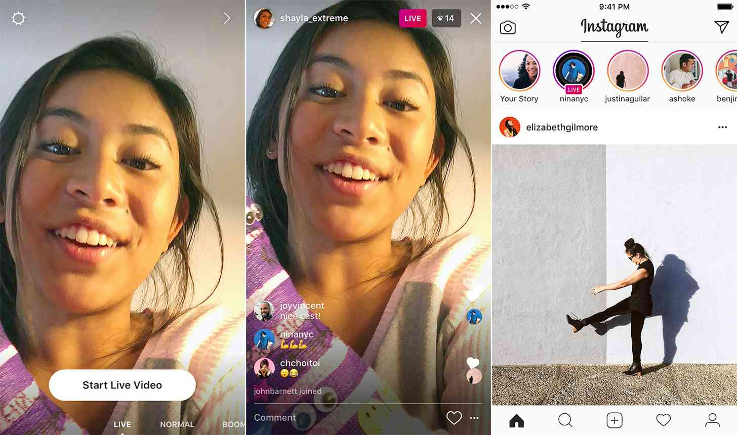 Instagram live video streaming