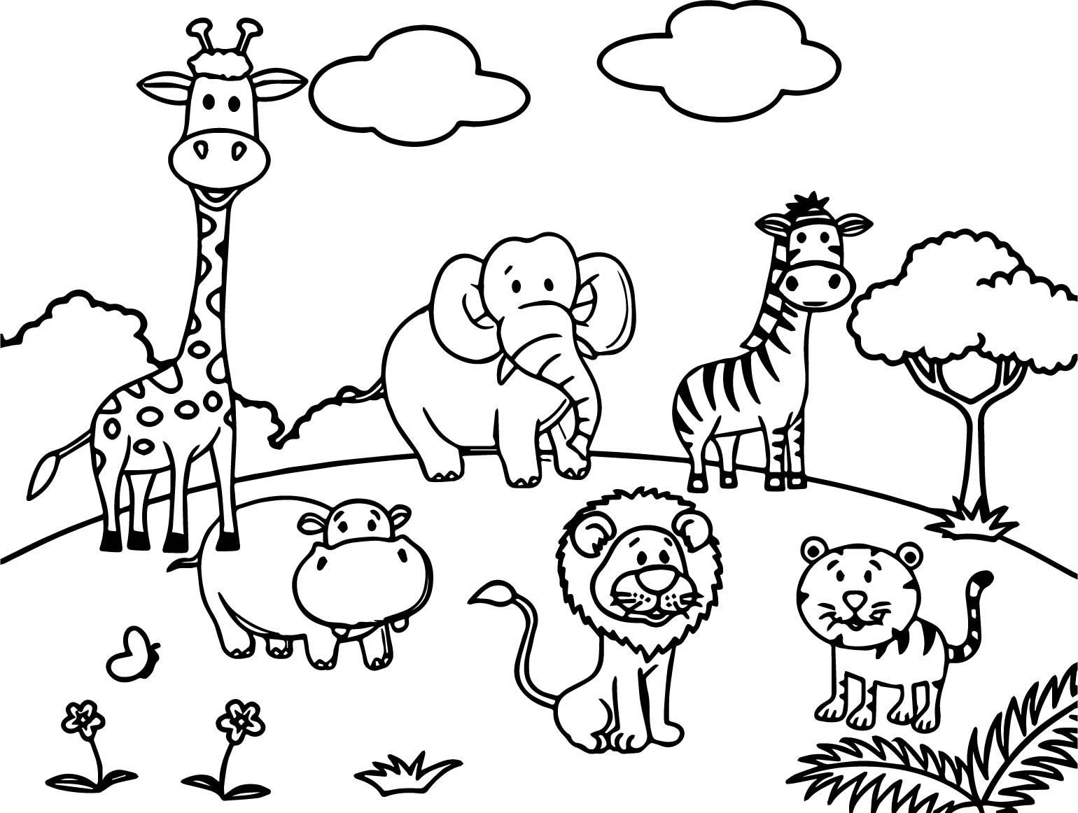 Cartoon Animals All Coloring Page  Wecoloringpage.com