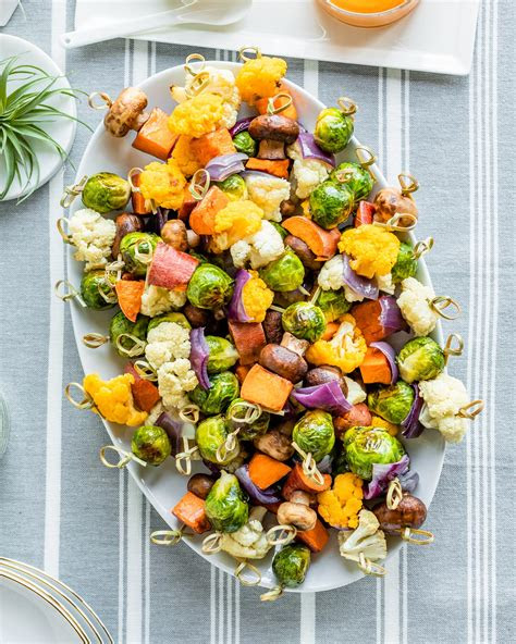 roasted winter vegetable kabobs sesame tahini dipping