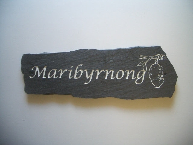 Rustic engraved signs house Slate Welsh  from recycled  plaque. slate, slate Made rustic