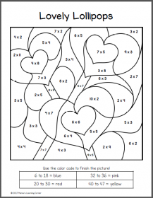 Valentine's Day Color By Number Multiplication Worksheets - Mamas ...