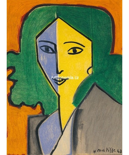 Artbohemia Cz Henri Matisse Madame L D Portrait Vert Bleu Et Jaune 1947