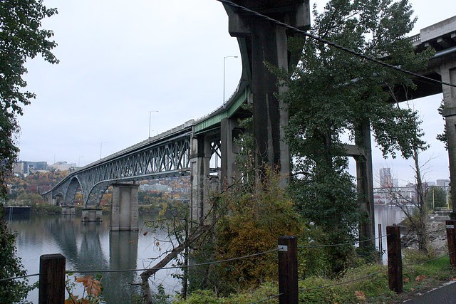 Ross Island Bridge from Springwater Trail