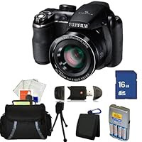 Fujifilm FinePix S4500 Digital Camera. Includes: 16GB Memory Card, Card Reader, Memory Card Wallet, 4 AA Batteries with Charger, Carrying Case & Starter Kit