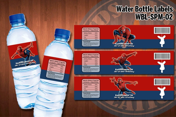 SPIDERMAN Water Bottle Labels Printable for by kidspartykreations