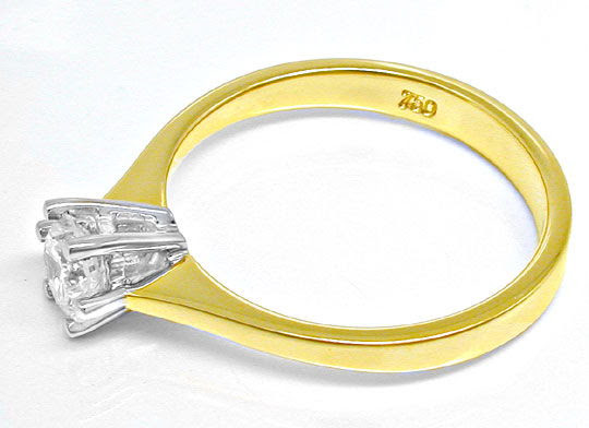 Original-Foto 3, BRILLIANT-SOLITÄR-GOLD-RING RIVER LUPENREIN BICOLOR NEU