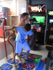 The boys take on DDR.
