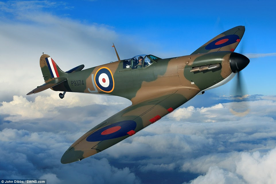 Back in the sky: This iconic Mark 1 plane was among the first built in March 1940, but Spitfire P9374 never made it to the Battle of Britain as it crash-landed over Dunkirk in May 1940. In 1980 the wreckage was discovered when part of it was spotted poking out from its sandy grave
