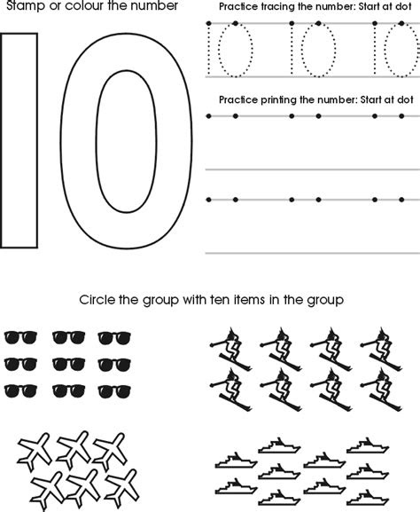 Topicsmath, number recognition & counting, writing numbers. number 10 worksheets kindergarten