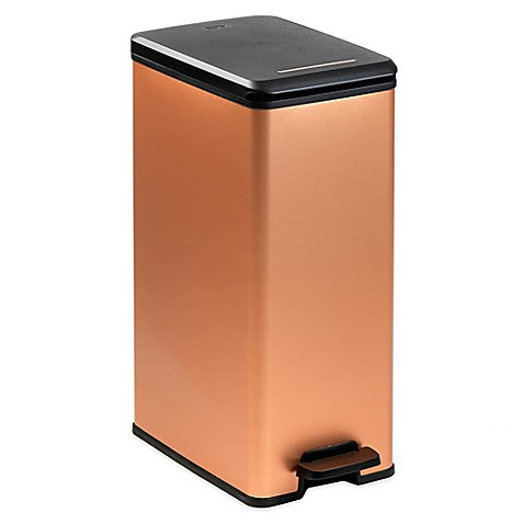 Buy Curver 40-Liter Slim Metallic Trash Can in Copper from ...