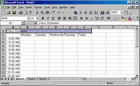 Centeryour title by selecting cells A1-F1. Click on the �Merge ...