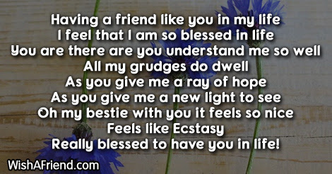 Having a super friend like you , Short Friendship Poem