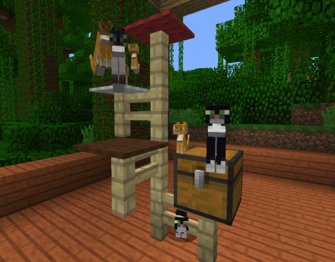 マインクラフトpe Pc ヤマネコの飼いならし方 ヤマネコの特性とキャットタワーの作り方 マイクラモール