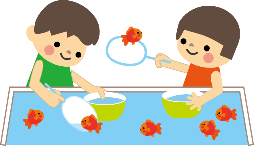 夏まつりイラスト金魚すくい 無料イラスト素材