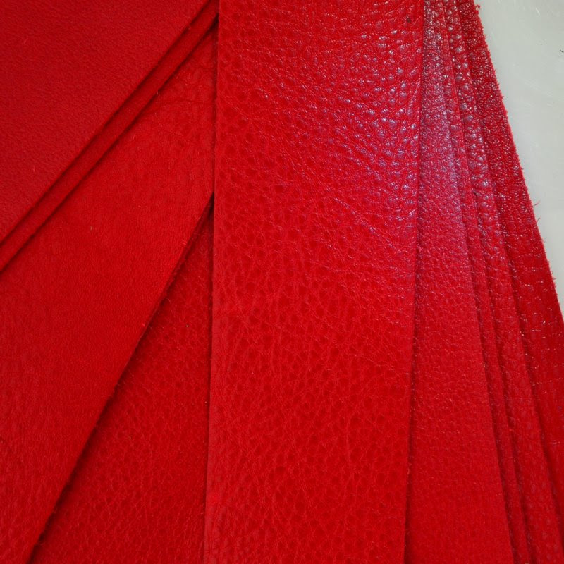 s45224 Leather - 2 x 10 inch Leather Strip - Cardinal Red (1)