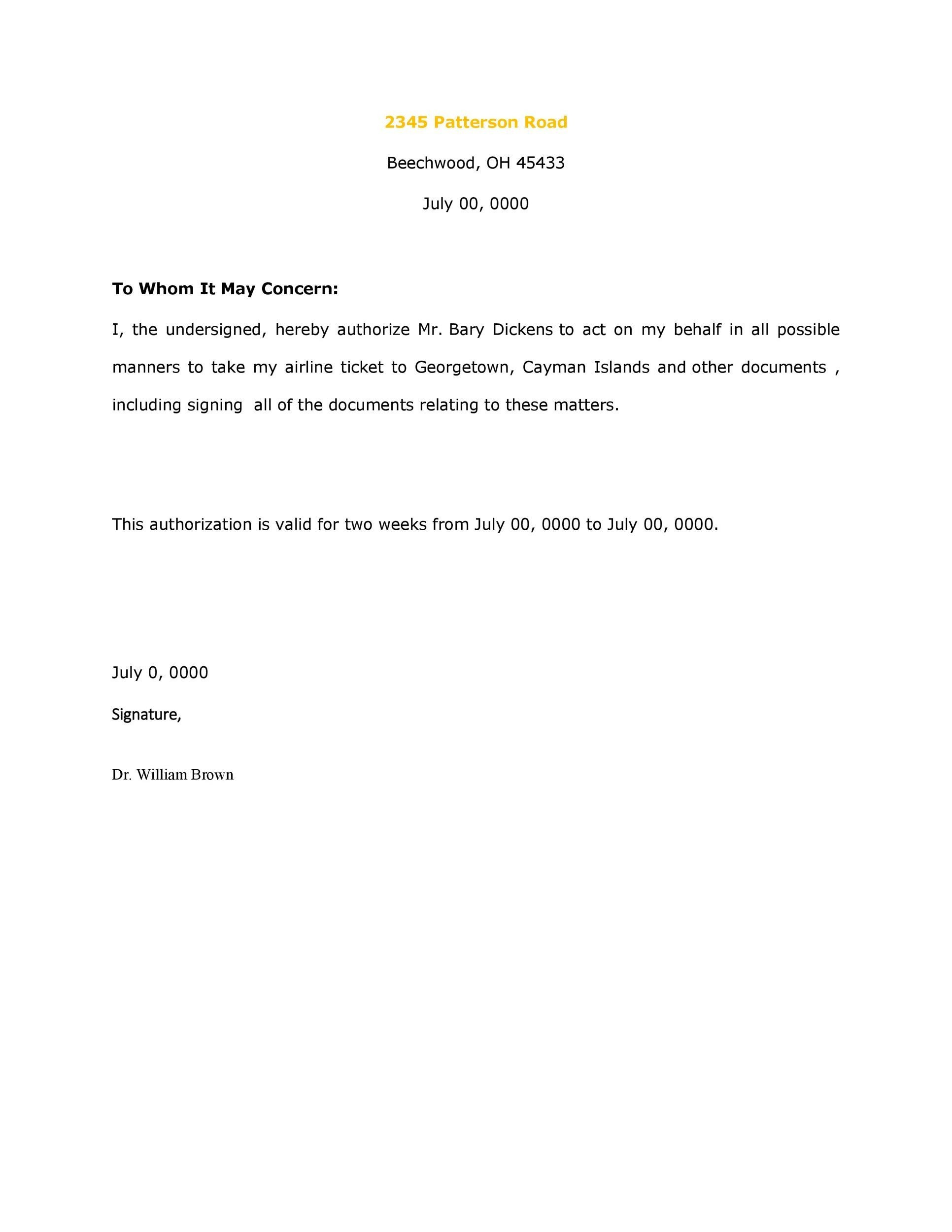 46 Authorization Letter Samples & Templates TemplateLab