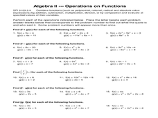 Operations on Functions Worksheet for 9th - 12th Grade ...