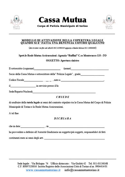 Modulistica – Cassa Mutua