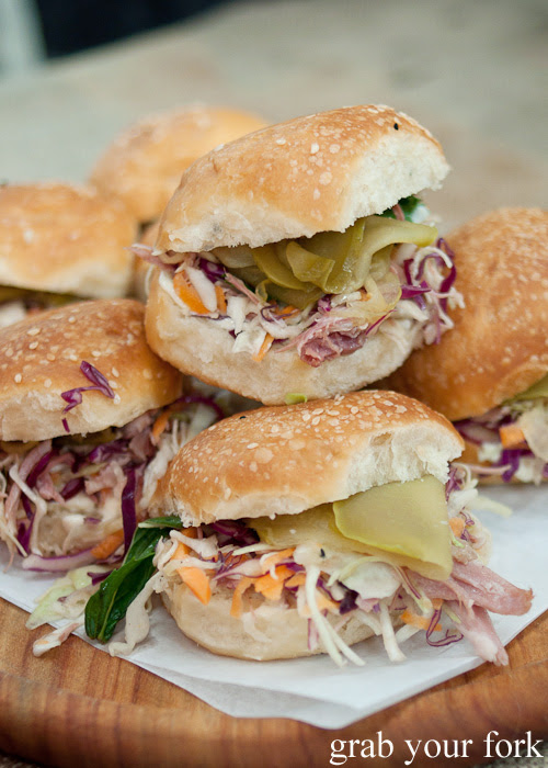 Ham hock and slaw on a whey and porkfat bun by Cornersmith at the Sunday Marketplace, Rootstock Sydney 2014 