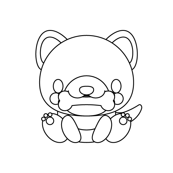 塗り絵に最適な白黒でかわいい犬と骨の無料イラスト 商用フリー オイデ43