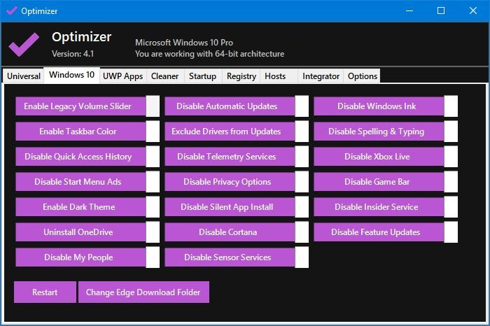 Windows 10 optimization
