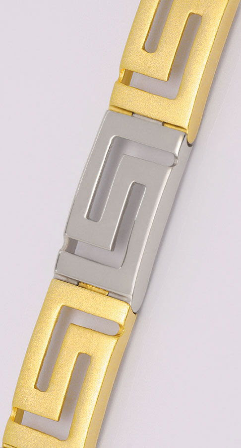 Original-Foto 2, MÄANDER GOLDARMBAND GELBGOLD WEISSGOLD KASTENVERSCHLUSS, K2287