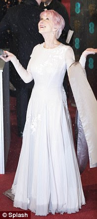 Helen Mirren's embroidered dress by Nicholas Oakwell Couture was a bit too bulky 