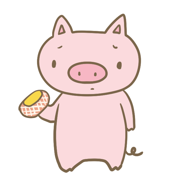 ハムを見て悲しむ豚のイラスト かわいいフリー素材が無料のイラストレイン