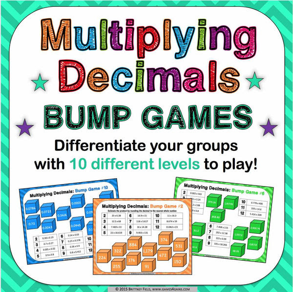 Multiplying Decimals Bump Games – Games 4 Gains