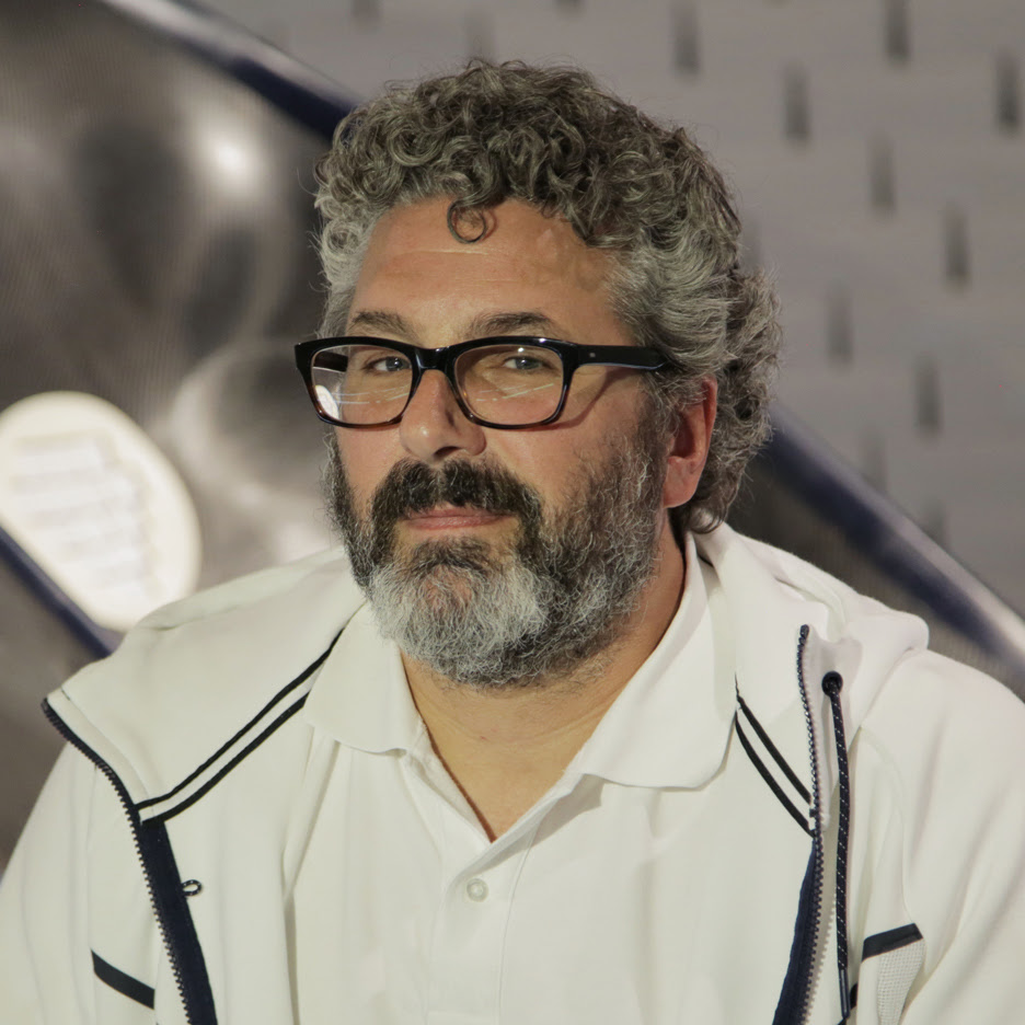 Greg Lynn at the opening of Nike's The Nature of Motion exhibition in Milan. Portrait by Dezeen