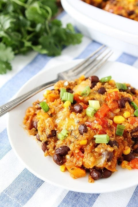 Black Bean and Quinoa Enchilada Bake Recipe on twopeasandtheirpod.com Love this healthy meal!