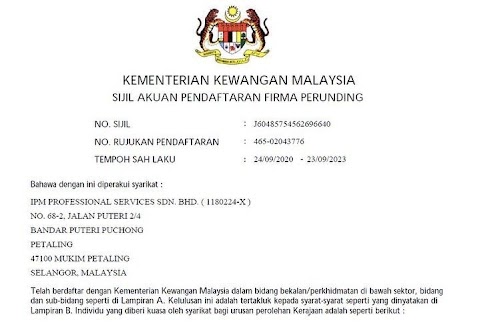 sijil kementerian kewangan malaysia