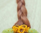 Beaded Flowers, hairclip, gift for woman, hair barette : MYSTERY GARDEN - BUFOxBUFO