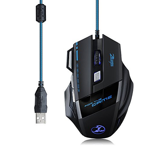 Ratón 5500 DPI para Gaming 1000-1600-2400-3200-5500 DPI LED Óptico con 7 Botón y Alfombrilla de Ratón para Notebook Ordenador Portátil Compatible con Windows 7, 8, 10,Windows XP, Vista, ME, 2000 y Mac OS, o el último sistema