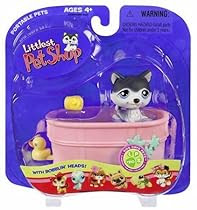 Littlest Pet Shop Portable Pets Husky Dog with Bathtub