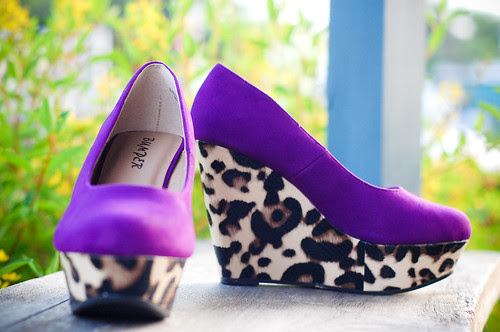 Evelyn Leopard Purple Wedges