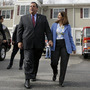 Republican New Jersey Gov. Chris Christie with wife, Mary Pat Christie, after they voted.