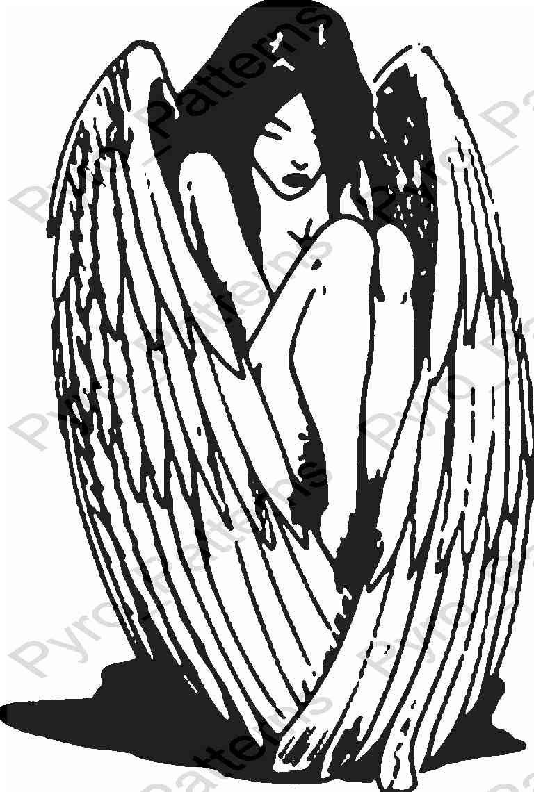 angel pyrography wood burning pattern printable stencil instant