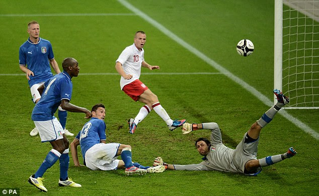 Going close: England had plenty of chances to stretch their lead earlier than they eventually did