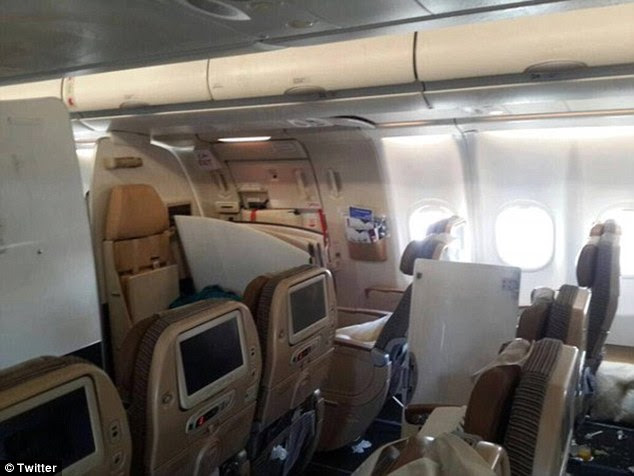 This was the scene in the cabin after the Etihad plane was rocked by severe turbulence that left 31 injured