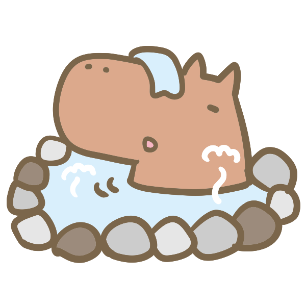 温泉に入るカピバラのイラスト かわいいフリー素材が無料のイラストレイン
