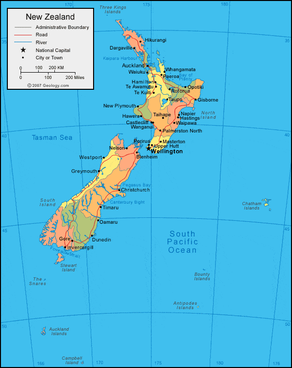 Map Of The World New Zealand 
