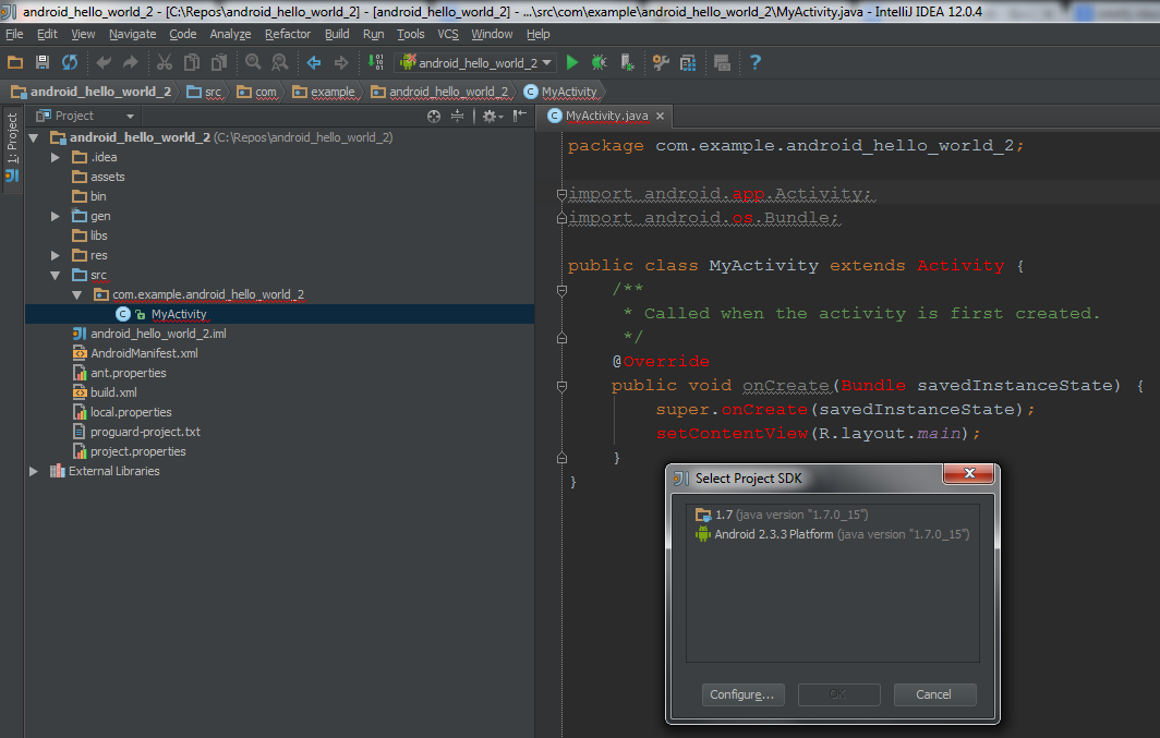 ... IntelliJ 12 - Cannot find android.app.Activity class - Stack Overflow