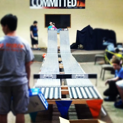 Pine Derby Races. My Aidan's car has a big blue cross on the top. So proud. #royalrangers #lifeassembly