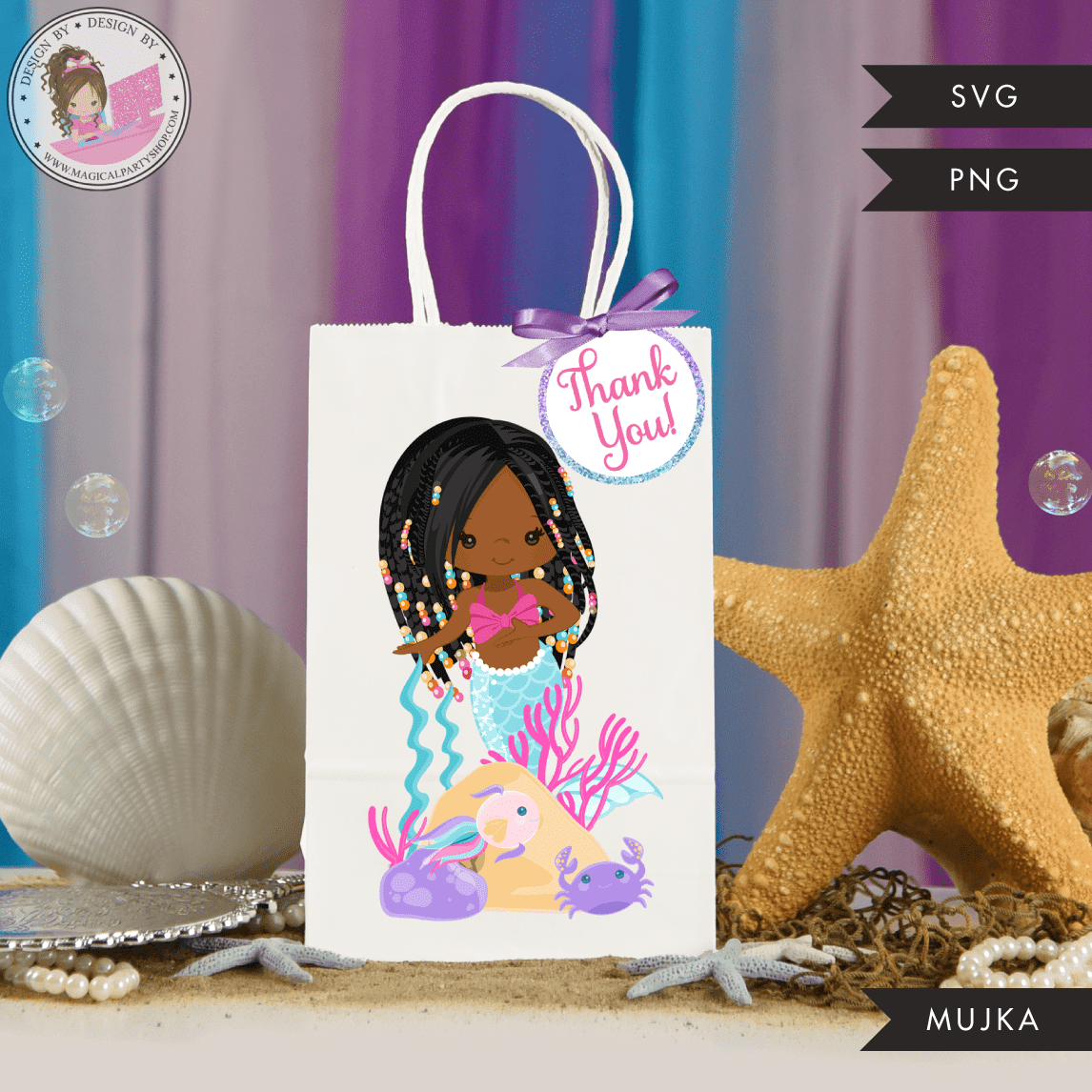 Download Mermaid Birthday Gift Bag And Thank You Tags Svg Png Cutting And Prin Mujka Cliparts